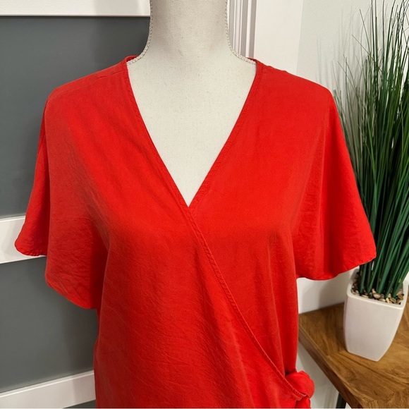 Anthropologie Amadi Miena Mini Red Wrap V-Neck Dress SZ X- Large Casual NWT READ - Picture 3 of 12
